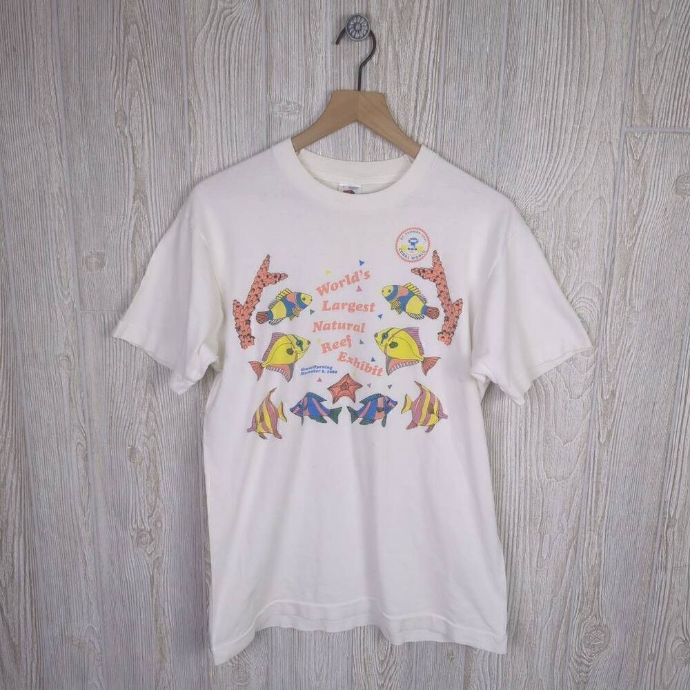 VTG Fruit of the Loom Men’s Large Coral World Natural Reef T-Shirt Made in USA